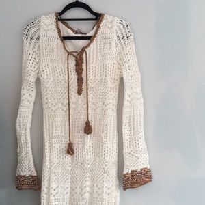 Calypso Saint Barth crocheted long sleeve dress